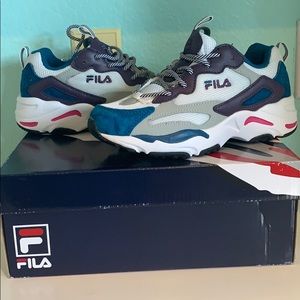 White, purple, and blue Fila